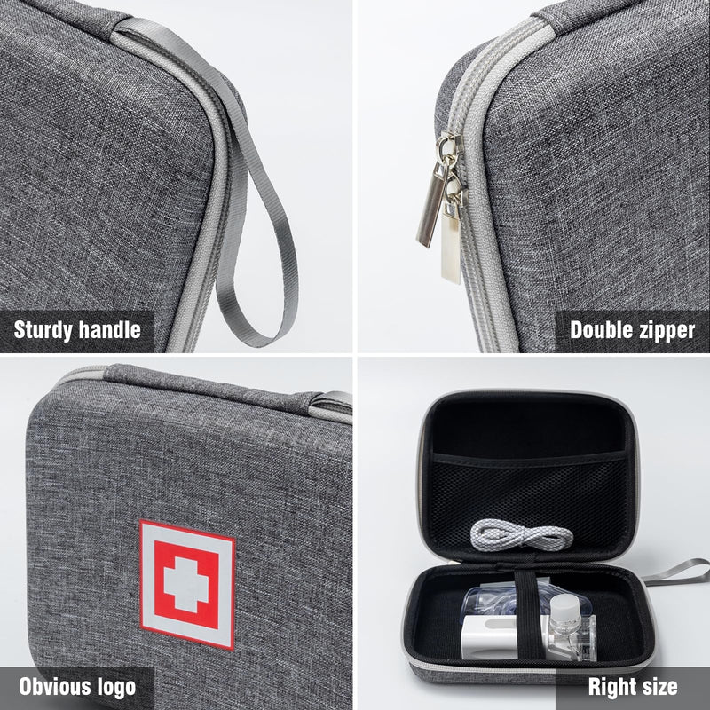 Protective Carrying Case for Portable Nebulizer, Travel Medical Bag with Hard Shell for Inhaler Spacer, Masks, Asthma Accessories Emergency Medicine Storage Bag for Kids and Adults (Gray) Gray - BeesActive Australia