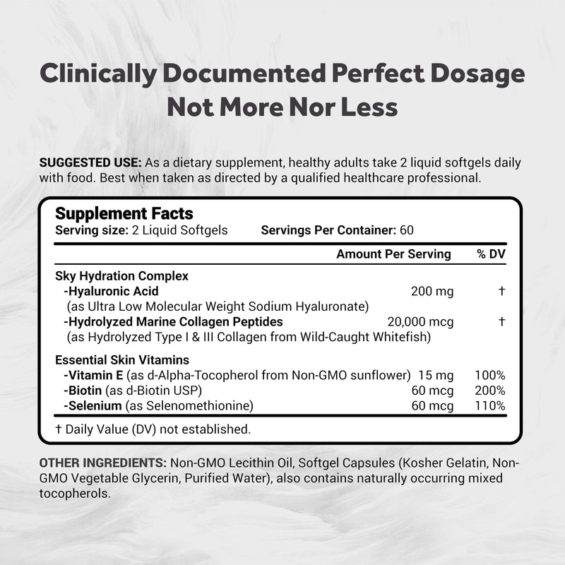Naturalis Hyaluronic Acid 200mg 120 Softgels | Ultra Low Molecular Weight | 5,000 Da Ultra-Low Molecular Weight Collagen with 10X Better Absorption, enhanced with Biotin, Selenium, and Vitamin E. 120 Count (Pack of 1)