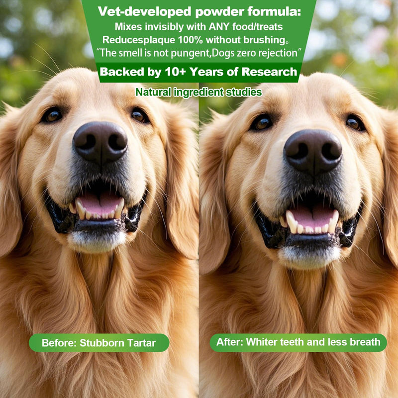 Dog Dental Powder,Dog Teeth Cleaning Powder,Dog Dental Cat Dental Care,Cat and Dog Teeth Cleaning,Canine Plaque Remover Helps Reduce Bad Breath,Improve Pet's Oral Cavity and Freshen Breath（80G） 80G