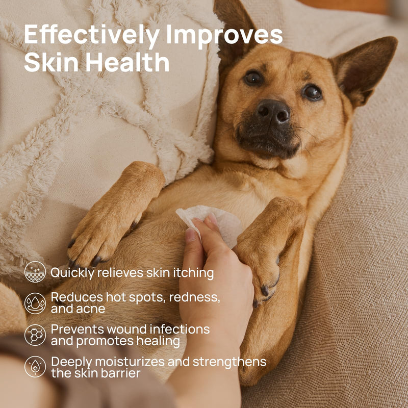 HICC PET Itch Relief Wipes for Dogs & Cats, Rapidly Relieves Itching, Soothes Hot Spots and Skin Irritations, Hypoallergenic Hot Spot Treatment Cleaning Wipes, Alleviate Dry Itchy Skin - 100 Count 100 Pcs