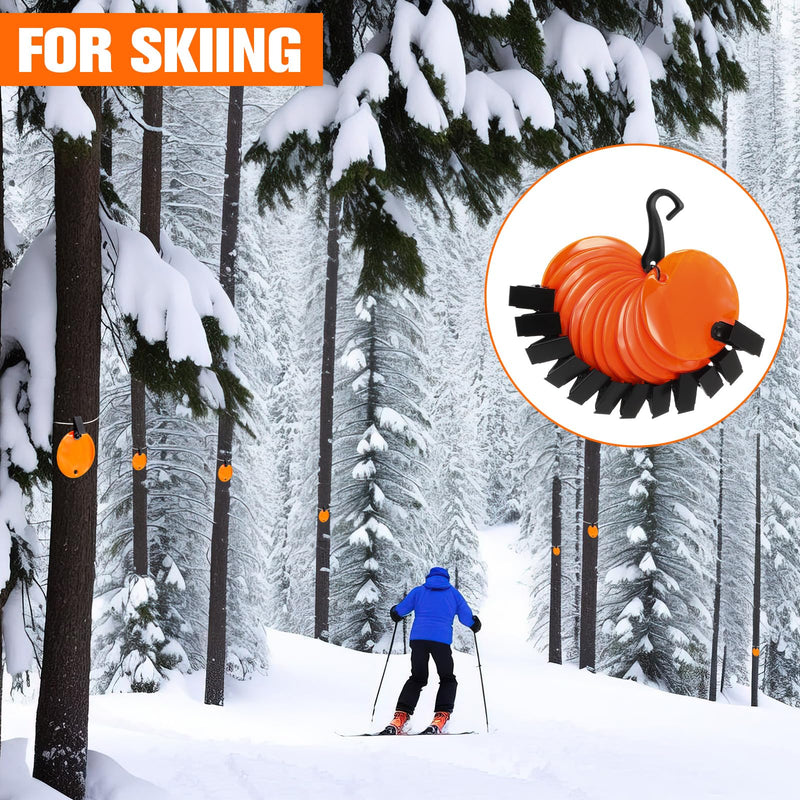 Konohan Trail Markers with Clips Round Reflective Tacks for Hunting Reflective Tree Tacks Trail Marking Ribbon with Clips Orange High-Visibility Tree Trail Markers for Outdoor Hiking 48