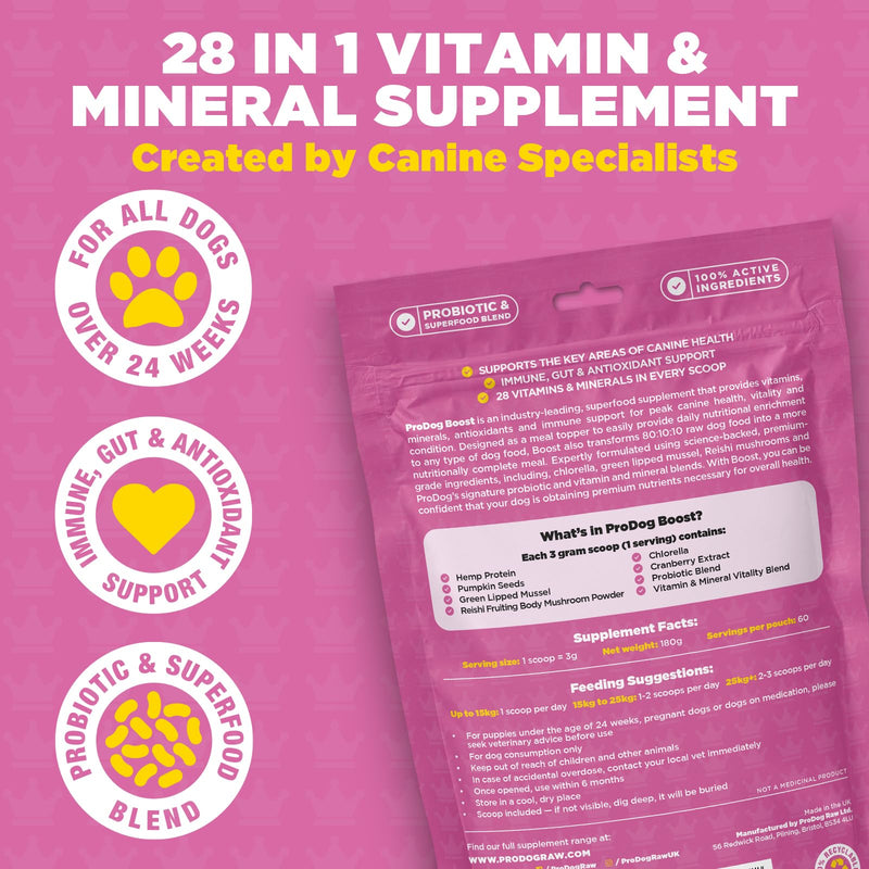 ProDog Boost Dog Multivitamin & Mineral Supplement - 28 Essential Nutrients - For All Dogs (30 Servings) (90 Gram) (180 Gram) 60 Servings (Pack of 1)