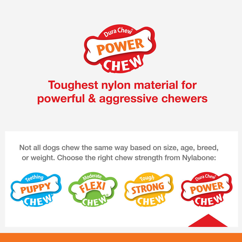 Nylabone Power Chew Basted Blast Dual Flavored Dog Chew Toys for Aggressive Chewers - Durable Dog Bones with 2 Layers of Flavor - Bacon and Steak Flavor, X-Large/Souper (1 Count) X-Large/Souper (1 Count) - BeesActive Australia