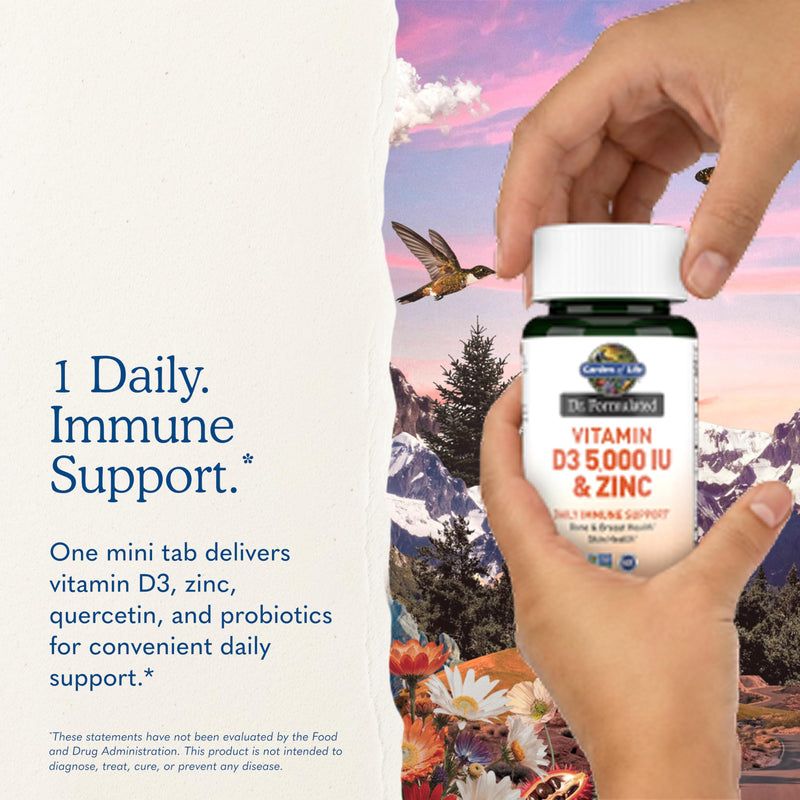 Garden of Life Dr. Formulated Vitamin D3 & Zinc Quercetin Once Daily Supplement – Immune Support & Breast Health, Non-GMO, Gluten-Free, 30 Small Tabs | Once Daily Supplement - Immune Support & Breast Health, Non-GMO, Gluten-Free