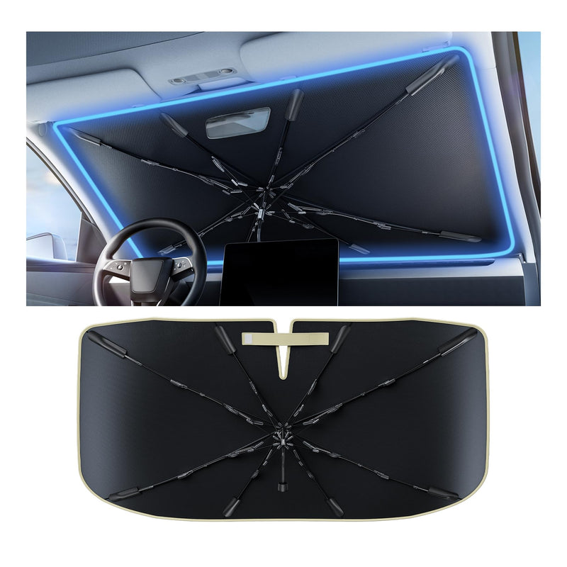 Nmoiss [Vinyl Coating Heat Shield] Windshield Sun Shade Umbrella Custom for Jeep Compass 2017-2025, Block 99% UV Rays & Protect Interior Dashboard & Seats, Compass Accessories