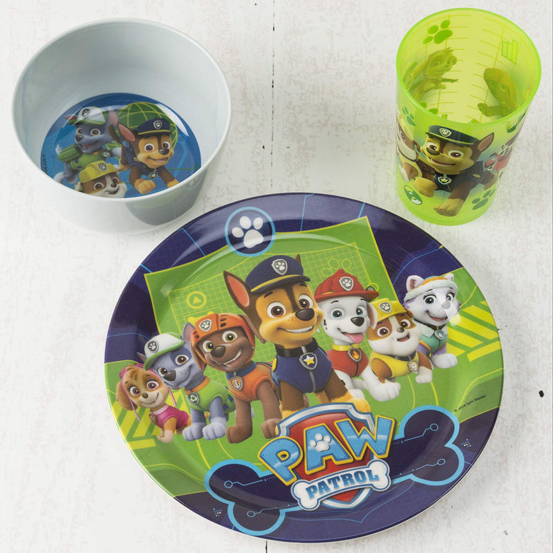 zak! PAW Patrol - 5-Piece Dinnerware Set - Durable Plastic & Stainless Steel - Includes Tumbler, 8-Inch Plate, 6-Inch Bowl, Fork & Spoon - Suitable for Kids Ages 3+ - BeesActive Australia