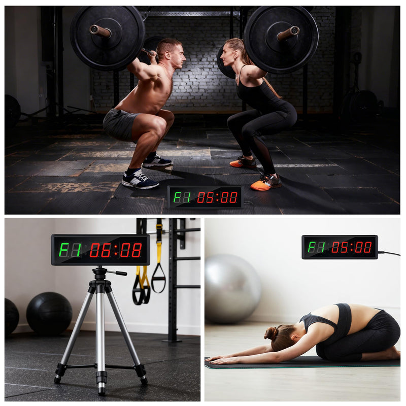 Upgraded Gym Timer Clock for Tabata/FBG/EMOM - Large Digital Interval Workout for Fitness Enthusiast, Count Down & Up | Stopwatch | Workout Clock for Home Gym/Yoga/Boxing/Garage Fitness Times