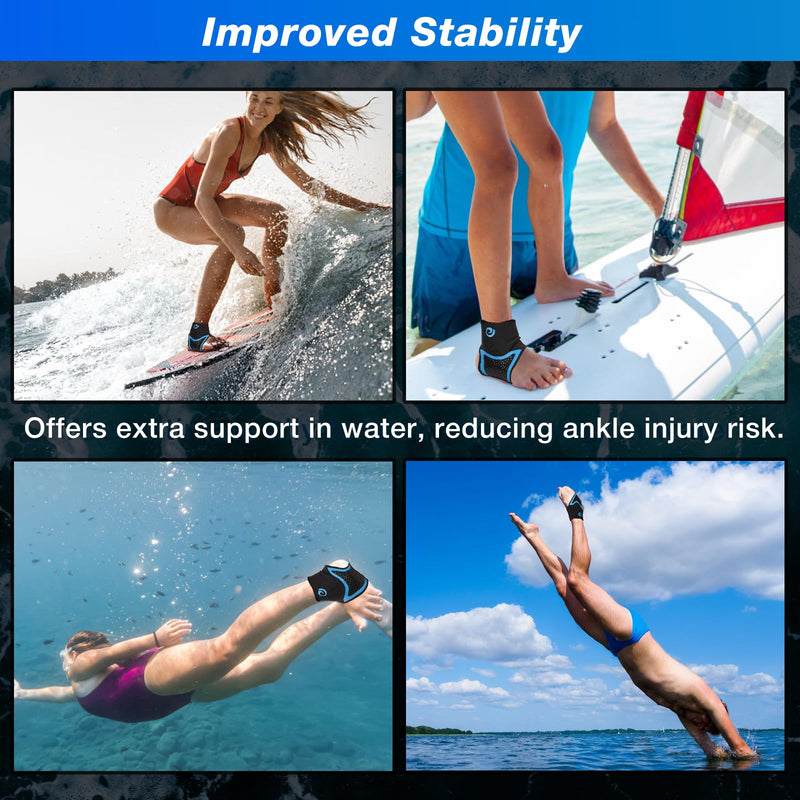 Nvorliy AquaSkin Pro Ankle Brace, Quick-Dry & Chlorine-Resistant Ankle Sleeve for Swimming, Surfing, Diving, Paddle Boarding & Aquatic Recovery–Ultra-Thin Support for Men & Women (Left, L) Large Left - BeesActive Australia