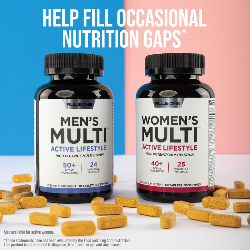 Rule 1 Proteins Men's Daily Multi, 90 Tablets, 30 Day Supply | Vitamins, Essential Minerals, Superfoods, Digestive Enzymes, Amino Acids, & Antioxidants for Active Lifestyles 90 Count (Pack of 1)