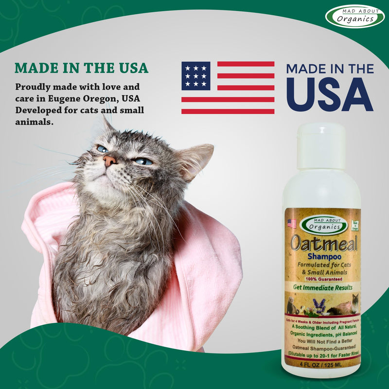 Cat Oatmeal Shampoo - Gentle, Moisturizing Small Pet Wash for Sensitive Skin, 4oz - BeesActive Australia
