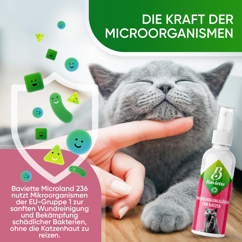Baviette Premium Quality Probiotic Cat Care Set-Box: Eye Care, Ear Care, Tooth Cleaner, Wound Cleaner, Odor neutralizer, Allergy-free Spray (Wound Care)