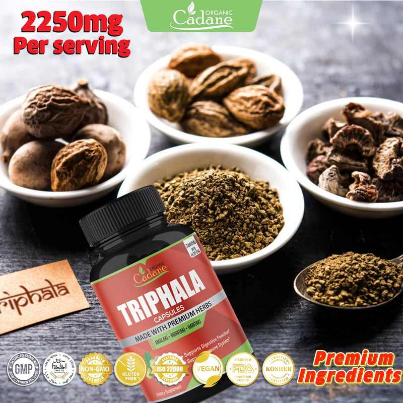 Organic Triphala (3 Fruit Powders) Supplement 3000mg, 120 Veggie Capsules | Improves Digestion Function, Supports Immune System - BeesActive Australia