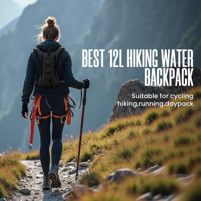 12L Hydration Backpack for Women and Men- Lightweight Hydration Pack with 2L Water Bladder, Water Pack for Hiking,Cycling,Rave and Running, Adjustable Chest Straps and Reflective Purple 12L