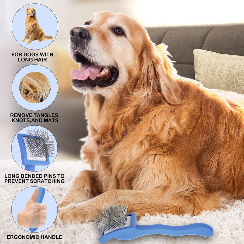 Dog Slicker Brush for Goldendoodles & Golden Doodle Brush for Grooming Kit - Dog Brush for Goldendoodle, Labradoodle, Poodles - Pet Hair Brush for Short & Medium Haired Dogs -Small (DarkBlue) - BeesActive Australia