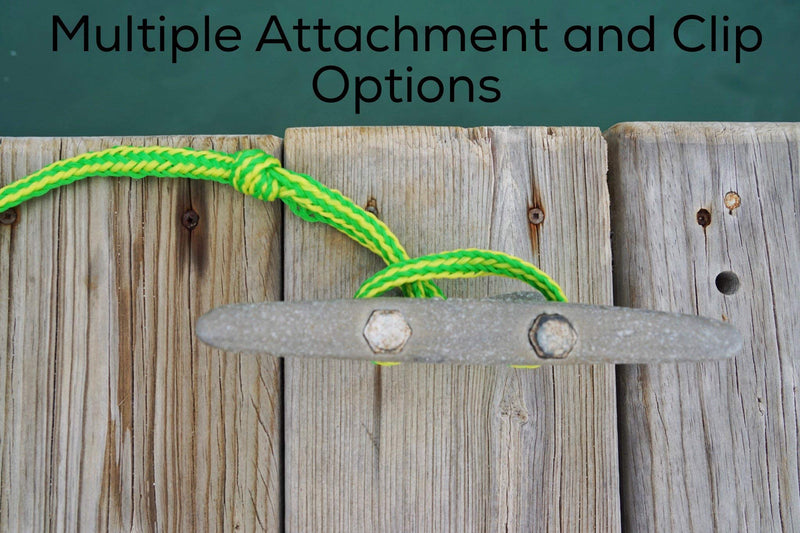 Skog Å Kust Premium PWC Dock Lines | 2-Pack Heavy Duty Braided Ropes, 1/2'' x 7ft & 14ft Lengths, with 316 Stainless Steel Clip Yellow & Green 1/2 inch diameter, 2-Pack: 7 & 14 ft length