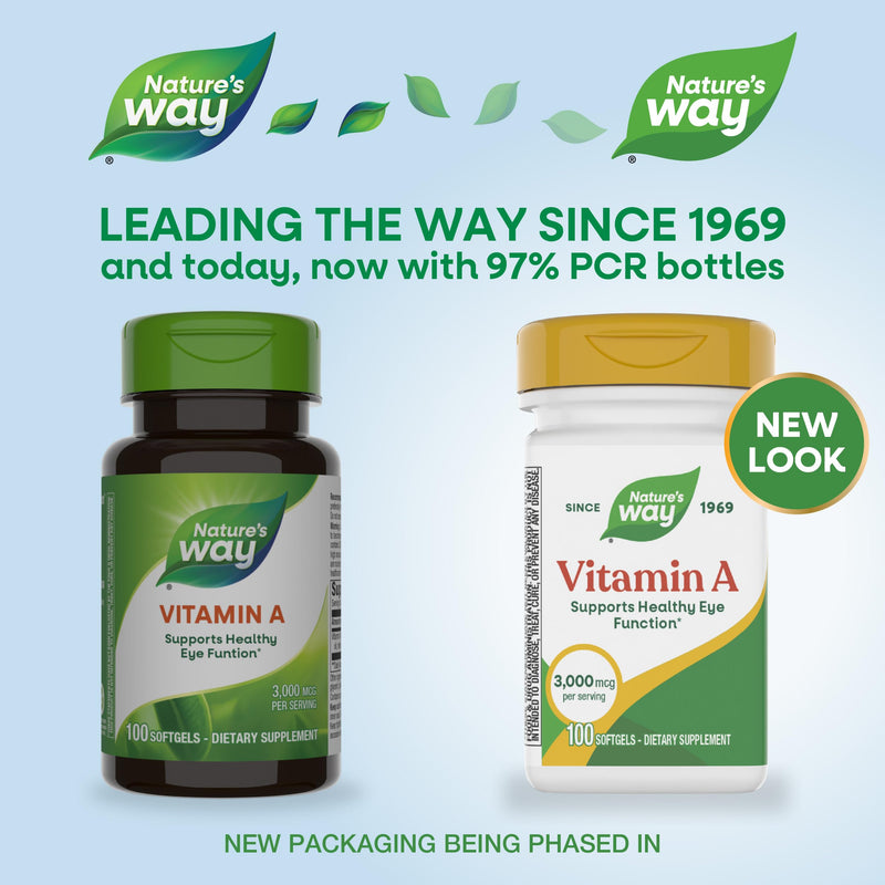 Nature's Way Vitamin A,High Potency,Supports Healthy Eye Function*,3,000 mcg per Serving,100 Softgels (Packaging May Vary),(Pack of 2) 100 Count (Pack of 2)