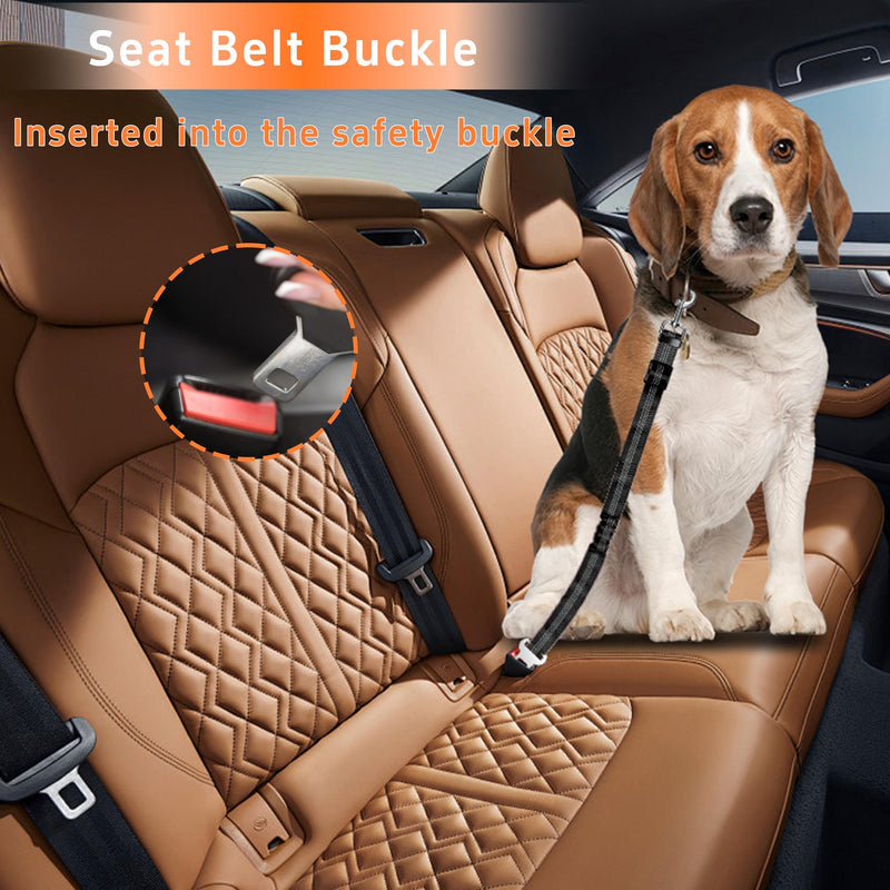 Dog Car Seat Belt for Car, 3 Piece Set Retractable Dog Car Harness Adjustable Reflective Dog SeatBelt for Vehicle Headrests, Dog Safety Restraint Seatbelt Heavy Duty& High Elastics, Black 2PCS Black - BeesActive Australia