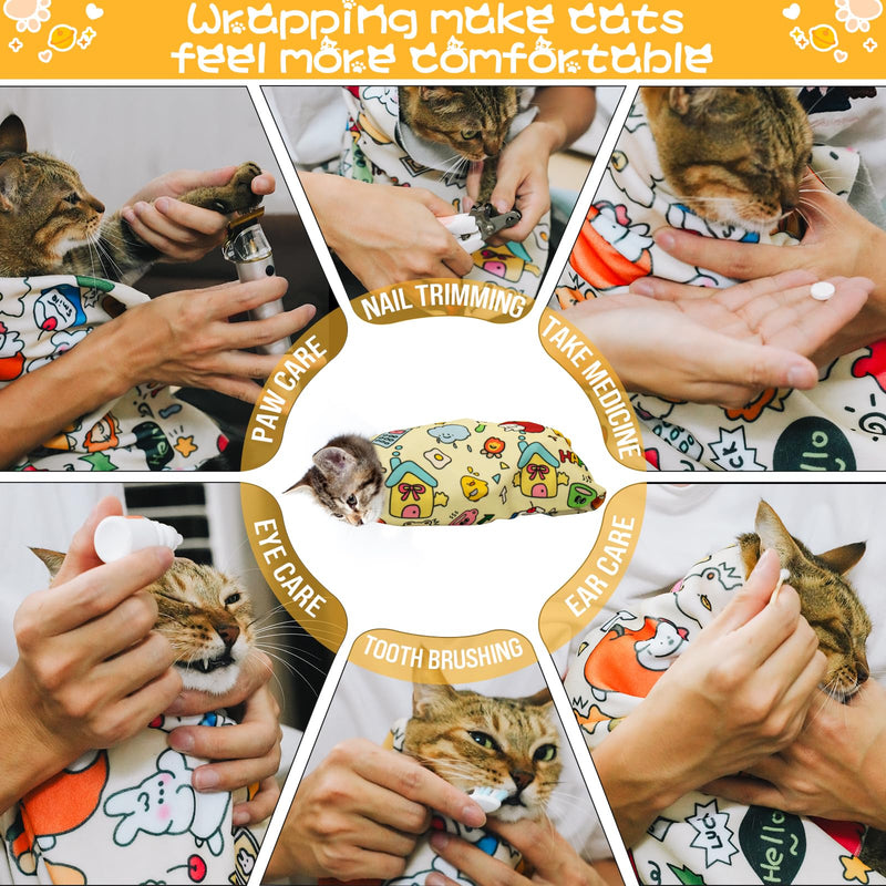 AIERSA Cat Wrap for Cutting Nails and Grooming, Cat Restraint Wrap for Nail Clipping, Self-Adhesive Fabric Cat Swaddle Burrito Wrap for Nail Trimming, Cat Grooming Supplies - BeesActive Australia