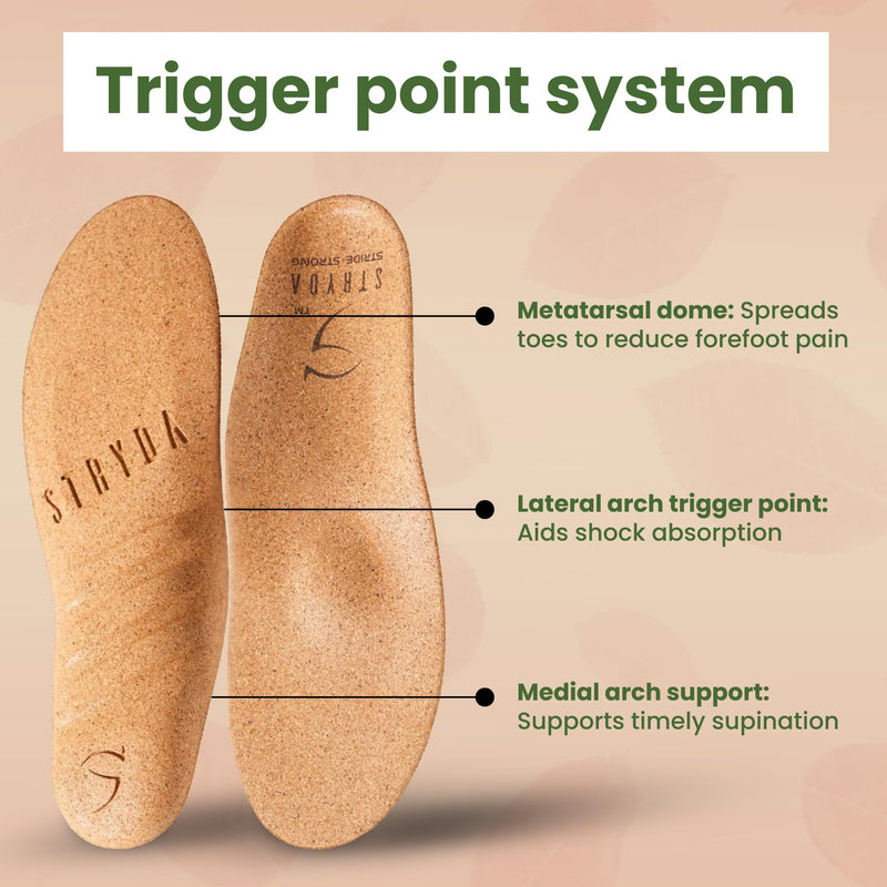 STRYDA Slim Orthopedic Insoles - 100% Cork Soles to Promote Natural Foot Function - Barefoot Friendly Shoe Inserts for Feet, Knees & Back - 100% Natural, Vegan - M Medium - BeesActive Australia