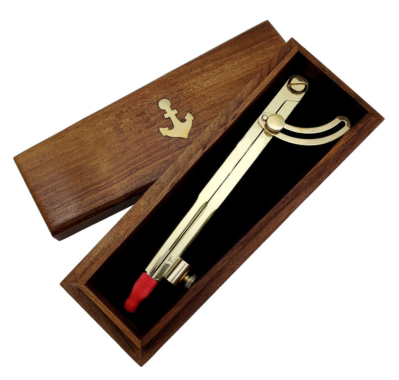 5MoonSun5's 8 Inch Large Pencil Marking Compass Circle Leather Scratch Compass Maker Scriber Marking Wing Divider, Ideal for Drawing Circles, Scribing Wood Metal, Drafting,Map Plotting with wooden box - BeesActive Australia
