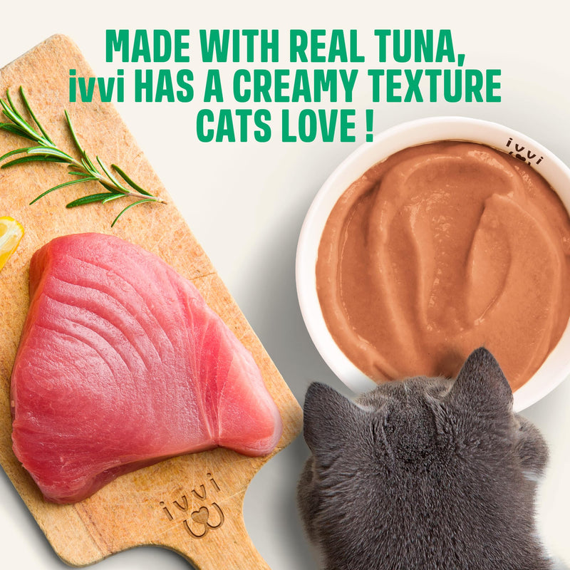 ivvi Digestion Biotics for Cats, Creamy Lickable Cat Treats with Real Tuna, Pumpkin, Flaxseed & Prebiotic FOS, Daily Digestive Support, Heat-Treated Probiotic Components, 30 Pouches, 15g Each