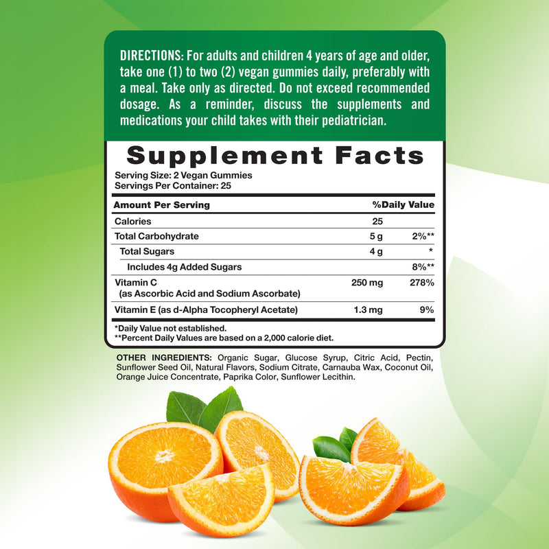 Nature's Truth Vitamin C Gummies | 50 Count | with Vitamin E | Orange Flavor | Vegan, Non-GMO & Gluten Free Supplement