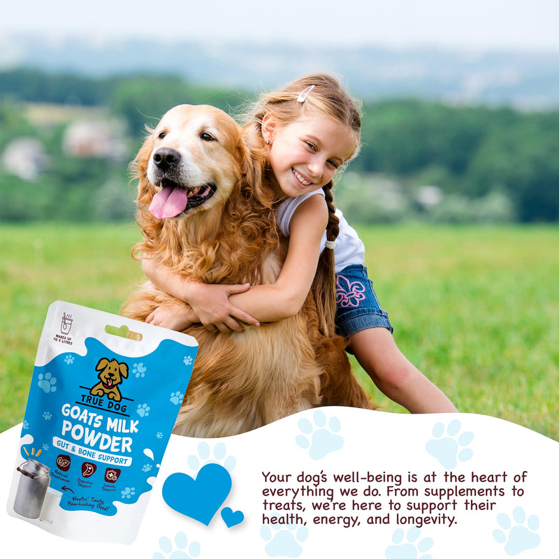True Dog Goats Milk Powder for Dogs (250g) Supports Gut Health, Joints, Skin, Teeth, Digestion and Immune System, Packed with Dog Vitamins and Nutrients - Natural Pet Supplements