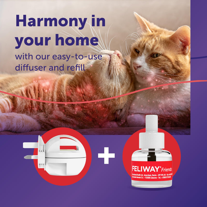 FELIWAY Friends 30 Day Cat Calming Plug In Pheromone Diffuser Starter Kit, 48ml - Helps create harmony and resolve conflict in multi cat households, Veterinary Recommended, Clinically Proven 48 ml (Pack of 1)