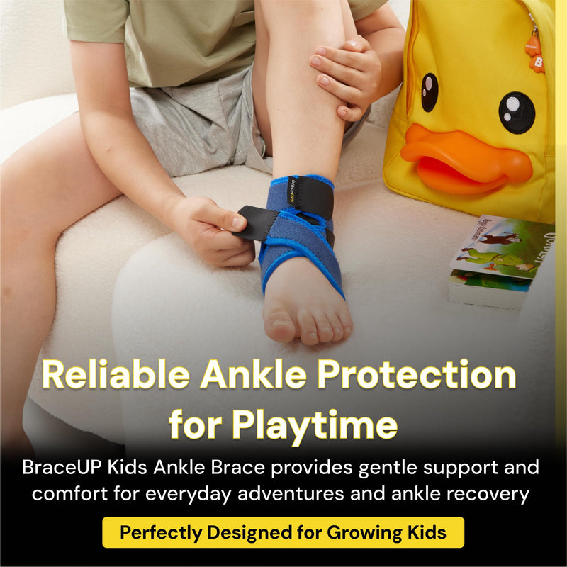 BraceUP Kids Ankle Brace – Youth Sports Support for Boys & Girls, Adjustable Foot Stabilizer for Sprains, Injuries & Active Play for Daily Wear (S 4'1"-4'11" ft) S - BeesActive Australia