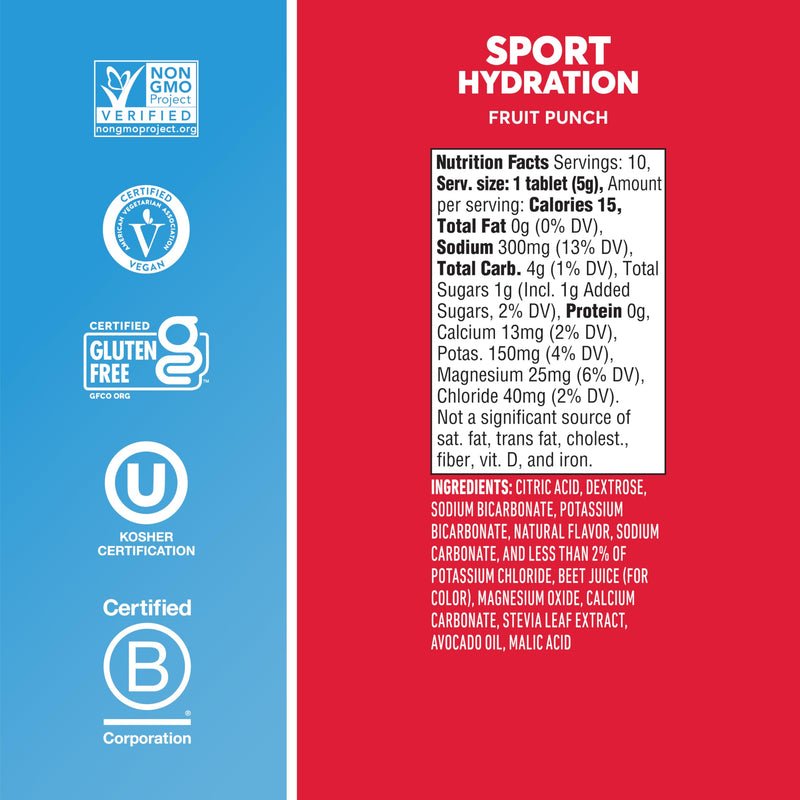 Nuun Sport Electrolyte Tablets Fruit Punch, GF & Vegan, 4 Pack 40 Count (Pack of 1)