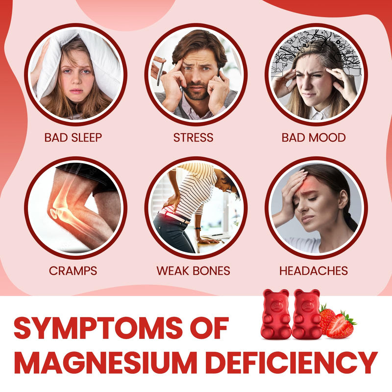 Magnesium Glycinate Gummies 500mg - Magnesium Supplement with Vitamin B6 for Adults & Magnesium for Kids - Calm Magnesium for Sleep, Mood, Muscle Support - Strawberry Flavor, 60 Gummies 60 Count (Pack of 1)