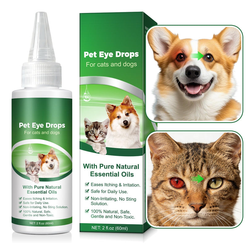 Bieyoc Pet Eye Wash for Dogs and Cats, Dog and Cat Eye Wash to Flush and Soothe Eye Irritations, Pet Tear Stain Cleaner 60ml
