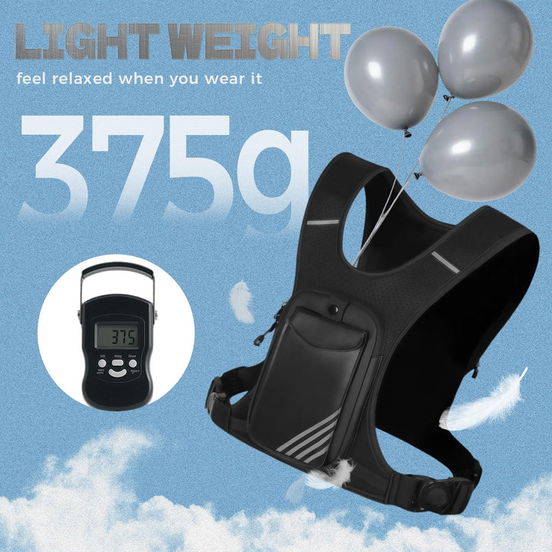 Running Hydration Vest Backpack Chest Bag with 800 ML Water Bladder, Minimalist Lightweight Running Vest for Women Men with Phone Holder, Extra Storage for Hiking Cycling Marathon Full_Black One Size