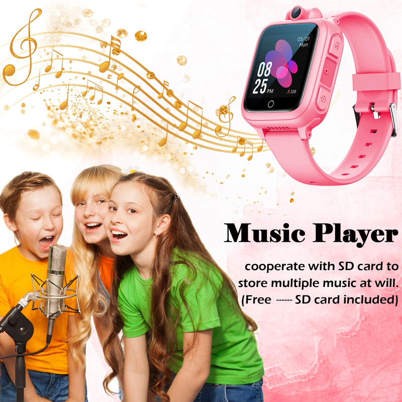 Smart Watch for Kids Kids Watch Education Toy 14 Puzzle Games MP3 Music Player Video Camera Alarm Clock Recorder Calculator Stopwatch Calendar Timer Christmas Birthday Gift for Boys Girls Ages 3-15 Kid-Pink