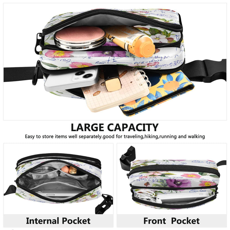Exnundod Fanny Waist Packs Watercolor Floral Waist Bag Crossbody Bags Adjustable Belt Strap for Running Hiking Thanksgiving Christmas Gift - BeesActive Australia