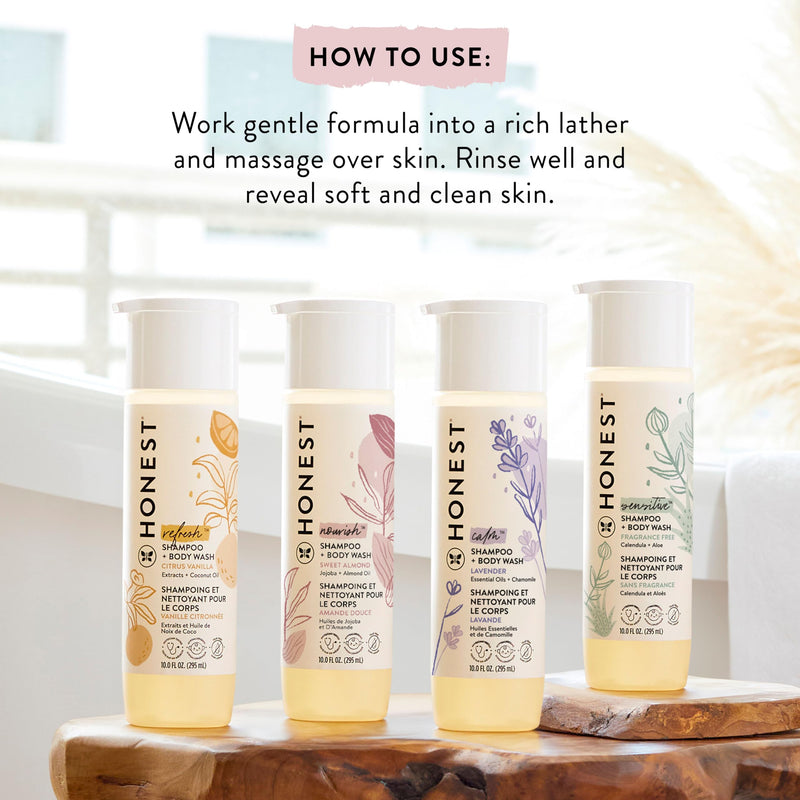 The Honest Company 2-in-1 Cleansing Shampoo + Body Wash | Gentle for Baby | Naturally Derived, Tear-free, Hypoallergenic | Sweet Almond Nourish, 10 fl oz 10 Fl Oz (Pack of 1) - BeesActive Australia