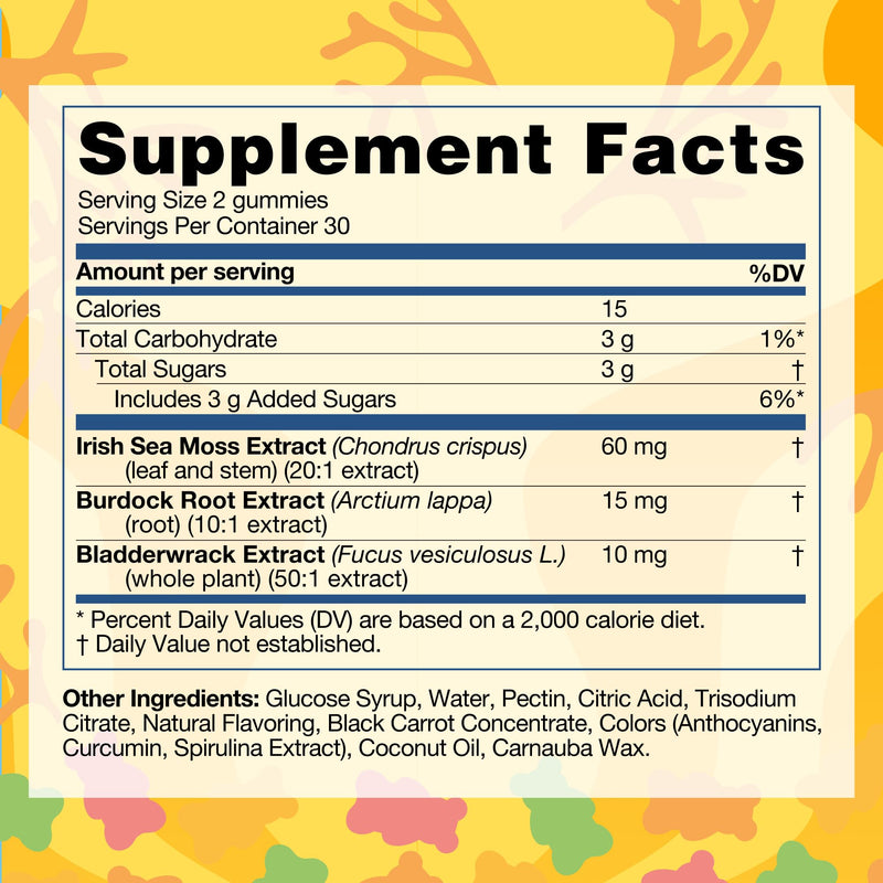 TrueSeaMoss Irish Sea Moss Gummies with Burdock Root & Bladderwrack – Formula for Adults & Kids – 60 Gummies (Packaging May Vary) 60 Count (Pack of 1)