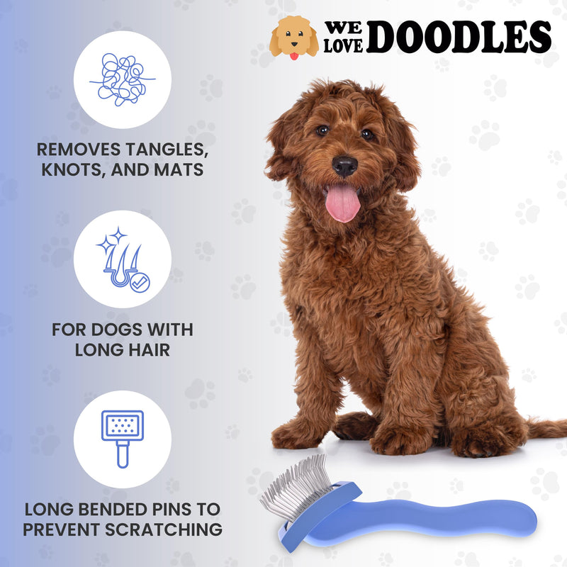 We Love Doodles Small Curved Slicker Brush and 4-in-1 Dog Shampoo (Lavender) Bundle - Goldendoodle Brush for Dematting & Shedding - Shampoo for Goldendoodles, Poodles & Doodles - Made In USA - PawsPlanet Australia