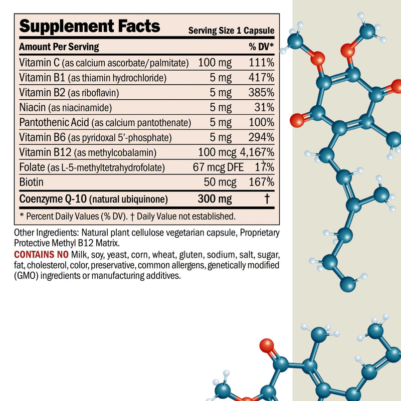 ANDREW LESSMAN Coenzyme Q-10 300 mg 30 Capsules - Essential for Energy Production and Optimum Key Organ Function, Anti-Oxidant Support, Depleted by Aging, Plus B-Complex. Easy to Swallow Capsules | 300 mg Coenzyme Q-10 plus bioavailable B Vitamins & Vi...