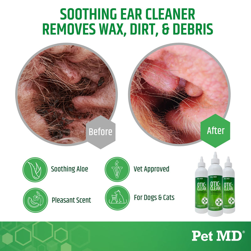 Pet MD Otic Clean Dog Ear Cleaner for Cats and Dogs - Effective Against Infections Caused by Infections, Itching and Controls Ear Odor - 8 oz (Cucumber Melon) Cucumber Melon - BeesActive Australia