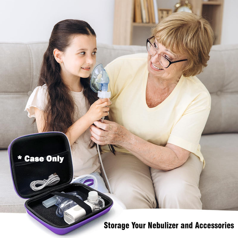 Gealaek Protective Carrying Case for Portable Nebulizer, Travel Medical Bag with Hard Shell for Inhaler Spacer, Masks, Asthma Accessories Emergency Medicine Storage Bag for Kids and Adults (Purple) Purple - BeesActive Australia