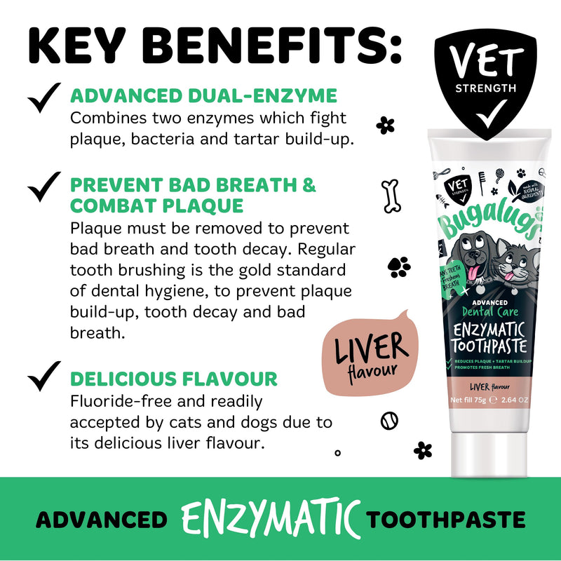 Bugalugs Dog and Cat Toothbrush and Paste Kit - Teeth Cleaning and Breath Freshener 1 count (Pack of 1)