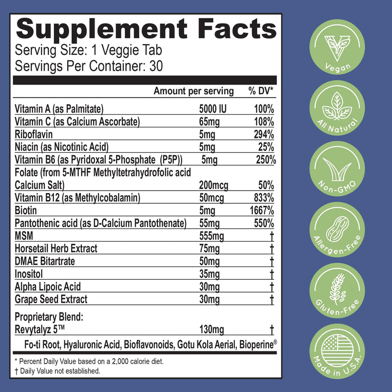Essential Source Biotin 5000mcg Hair Growth Supplement, 30 Tablets | Vitamins For Women & Men, Hair Skin Nails Support, With Revytalyz 5, Vitamin A, C, B12. Biotina Supplement Tablets. 30 Count (Pack of 1)