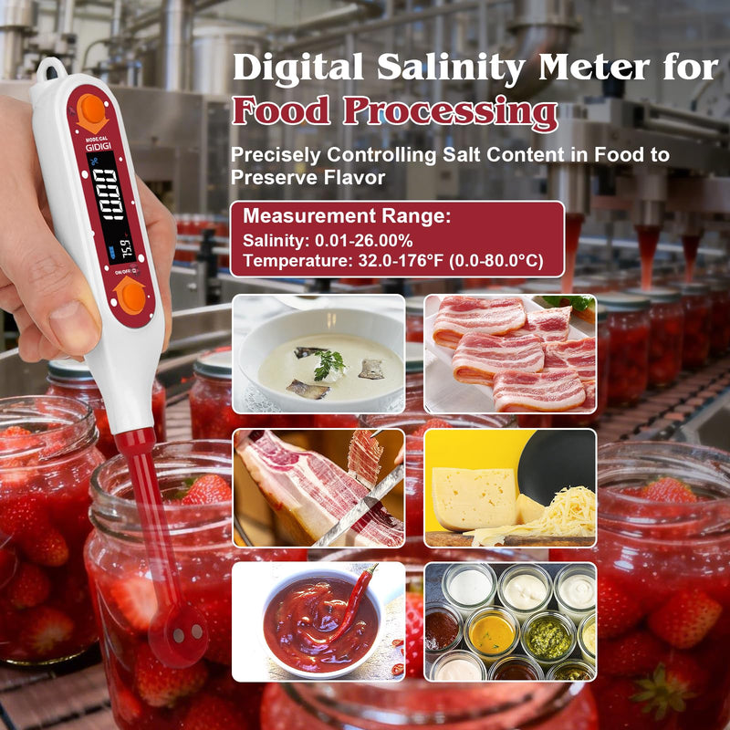 Salinity Meter Food Digital Salt Tester Portable Salinometer Reader Measure Salt in Fermenting Hot Soup Cooking Water Salty Food Liquid EC TDS Meter Hydrometer for Lab Water Test Aquaculture - BeesActive Australia