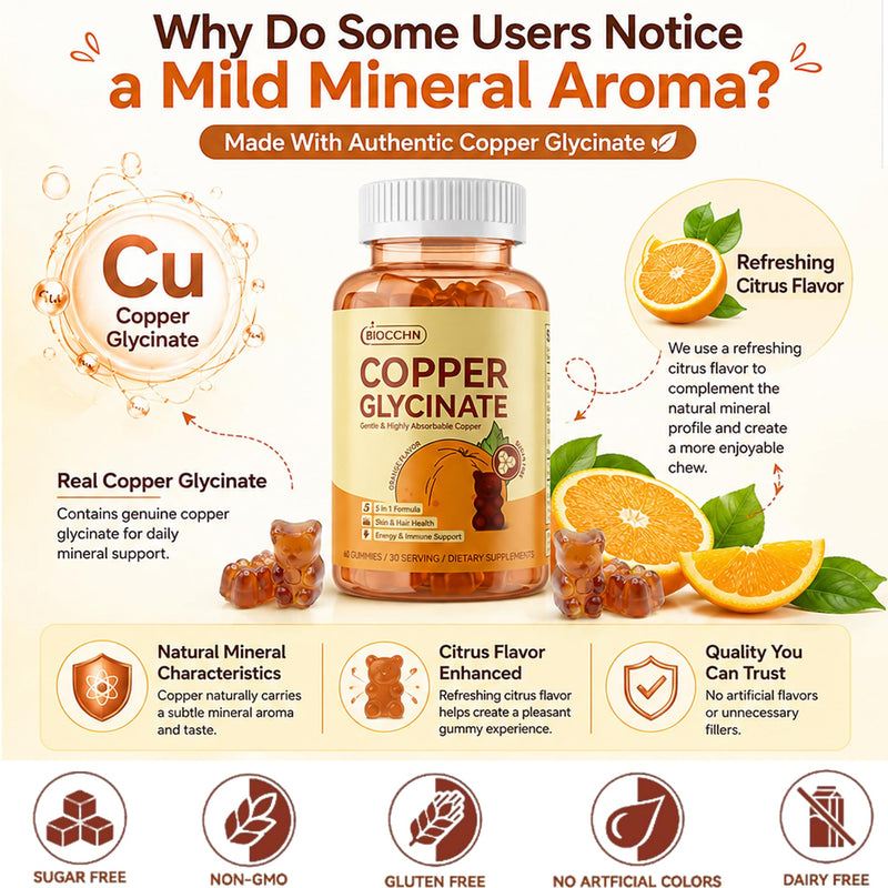 Copper Gummies, Skin & Hair Health, 2mg Chelated Copper Glycinate for Women | Copper Glycinate Gummies with Vitamins C, B6, B12 & Folate for Red Blood Cell Formation, Energy Metabolism & Immune Support