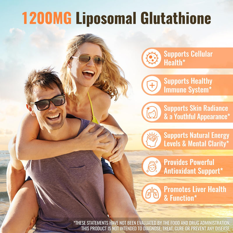 Liposomal Glutathione Supplement 1200mg, Antioxidant Blend, 120 Capsules | Cell Defense Blend:resveratrol, hyaluronic acid, alpha-lipoic acid, Liver Health, Immune Support, Non-GMO, Gluten Free, Vegan 60 Count (Pack of 2)