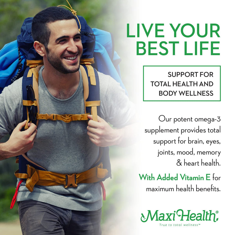 Maxi Health® Omega 3 Fish Oil Supplement 2000mg, EPA & DHA (90 Softgels) | Kosher | 680mg EPA + 460mg DHA per Serving | Wild Tuna Fish · Third-Party Tested · Gluten-Free | Heart, Brain & Joint Support 90 Count (Pack of 1)
