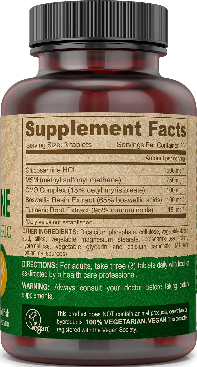 DEVA Vegan Glucosamine-MSM-CMO & Turmeric Supplement - Gluten Free Plant Based Nutritional Supplement - 90 Tablets (Pack of 2) 90 Count (Pack of 2)