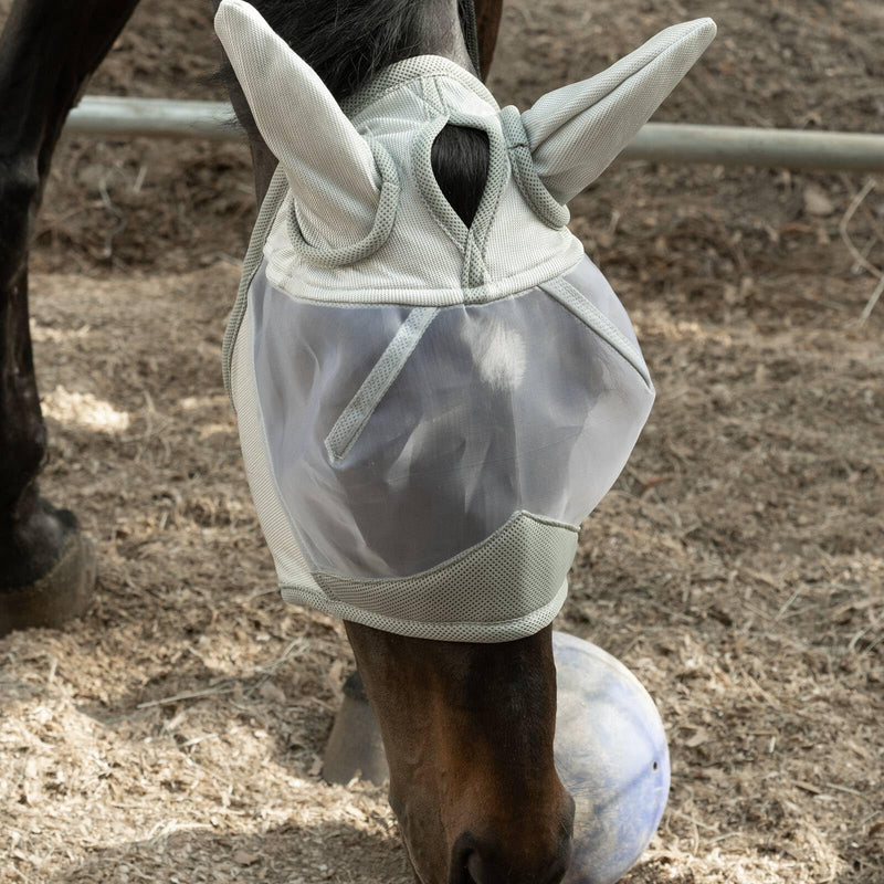 Equinavia Algard Soft Mesh Horse Fly Mask with Ear Protection and 45 SPF Rating | No Eye Irritation - Silver - Cob - BeesActive Australia