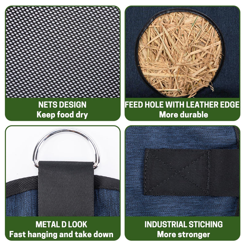 2 Pcs Hay Bags for Horse, Large Capacity Feeding Bag, Goat Hay Feeder, Hay Nets for Sheep, Open Feed Hole Hay Feeder for Slow Feeding Blue - BeesActive Australia
